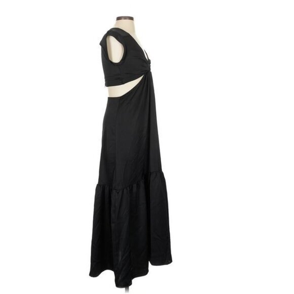 Jason Wu Black Cut-Out Satin Soft Glam Midi Dress XS - Picture 3 of 6